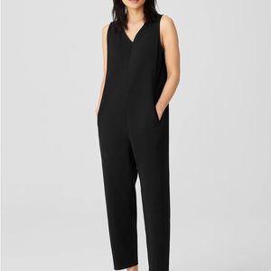 Eileen Fisher Cotton Blend Ponte Lantern Jumpsuit, Black, Size Small